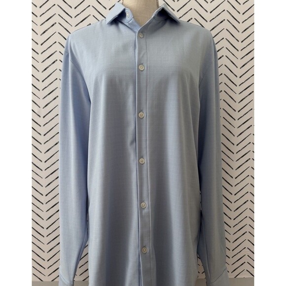 Mizzen + Main Leeward Collection Large Trim Fit Button Down Shirt Blue Check - Picture 4 of 8